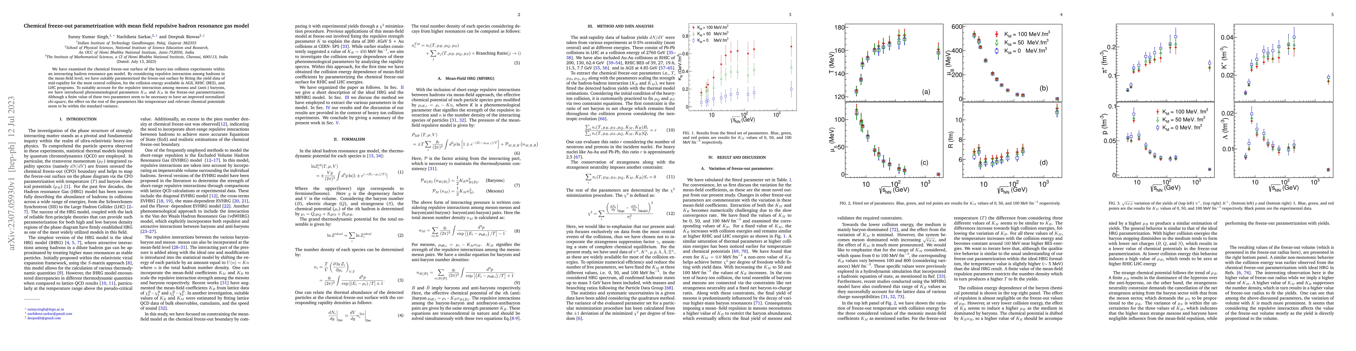 Thumbnail for Chemical freeze-out parametrization with mean field repulsive hadron
  resonance gas model