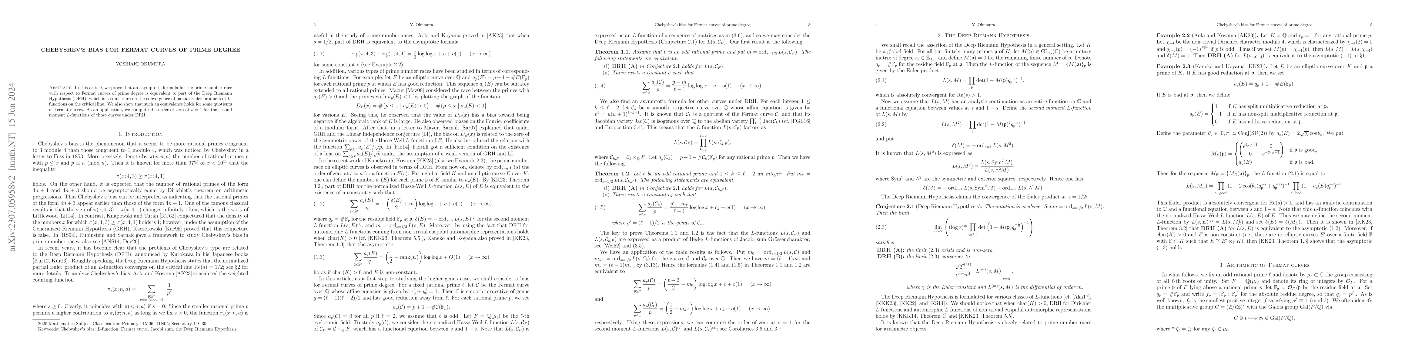 Thumbnail for Chebyshev's bias for Fermat curves of prime degree
