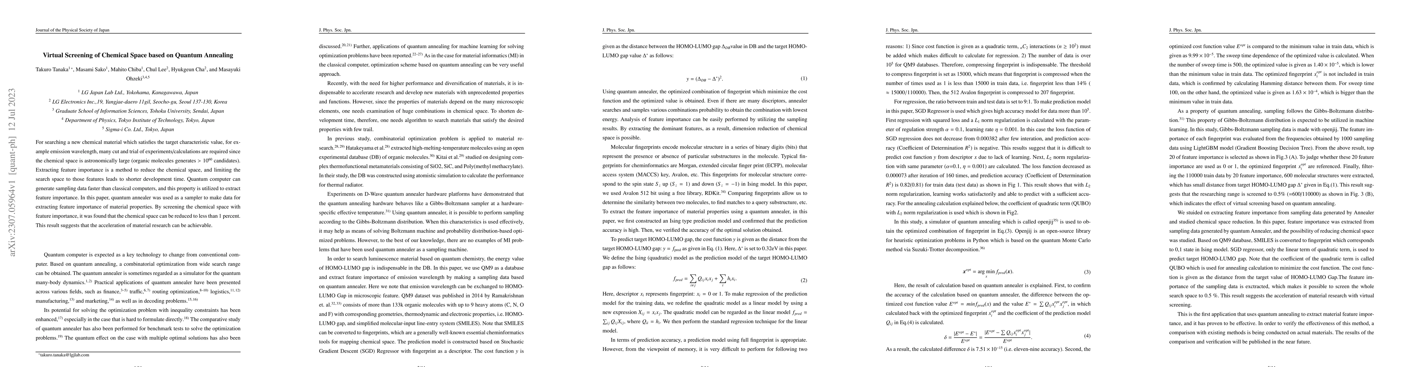 Thumbnail for Virtual Screening of Chemical Space based on Quantum Annealing