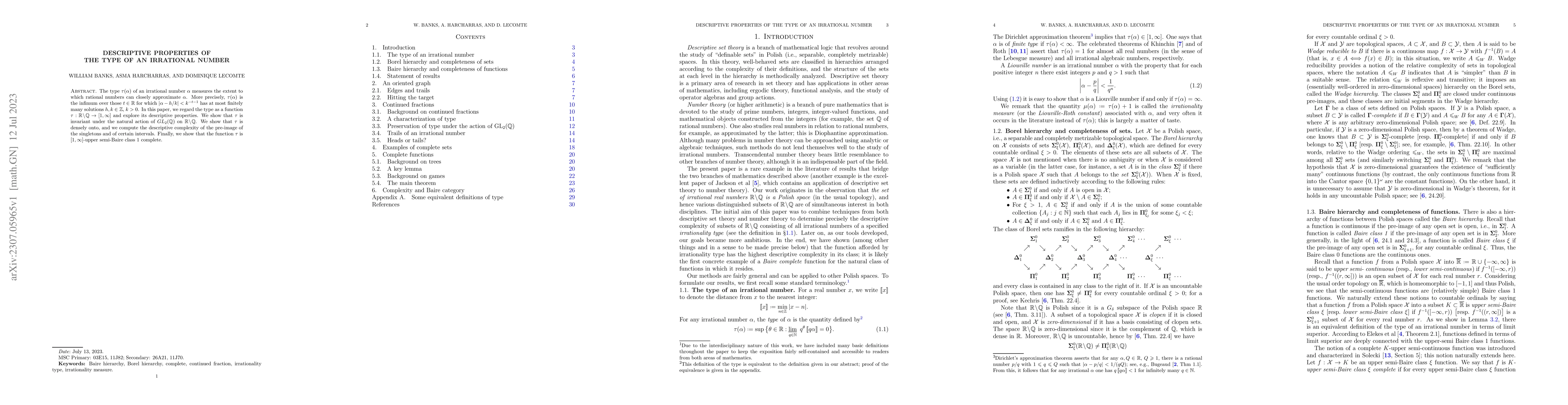Thumbnail for Descriptive properties of the type of an irrational number