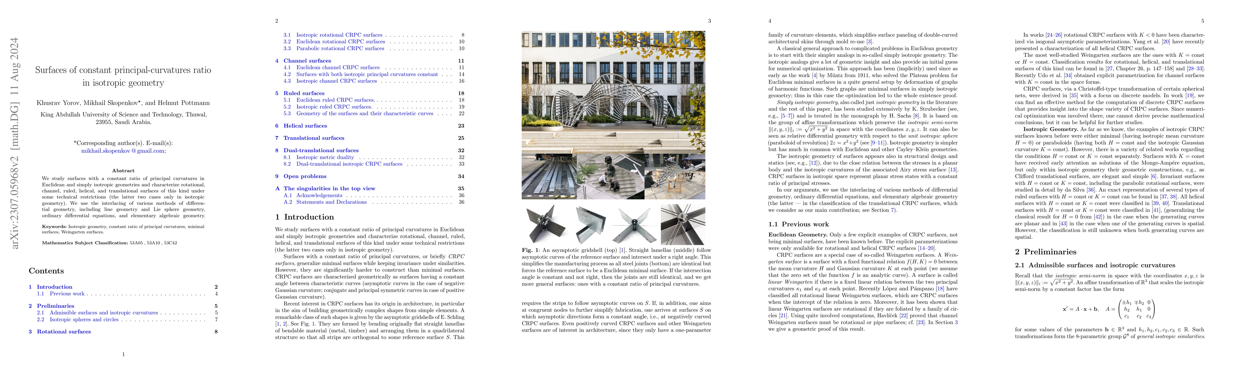 Thumbnail for Surfaces of constant principal-curvatures ratio in isotropic geometry