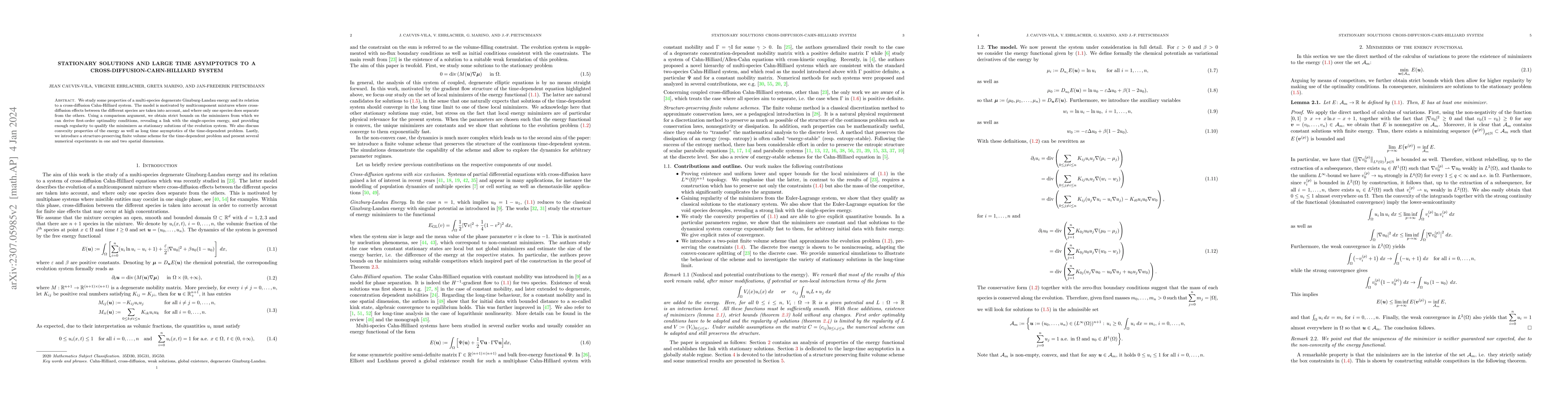 Thumbnail for Stationary solutions and large time asymptotics to a
  cross-diffusion-Cahn-Hilliard system