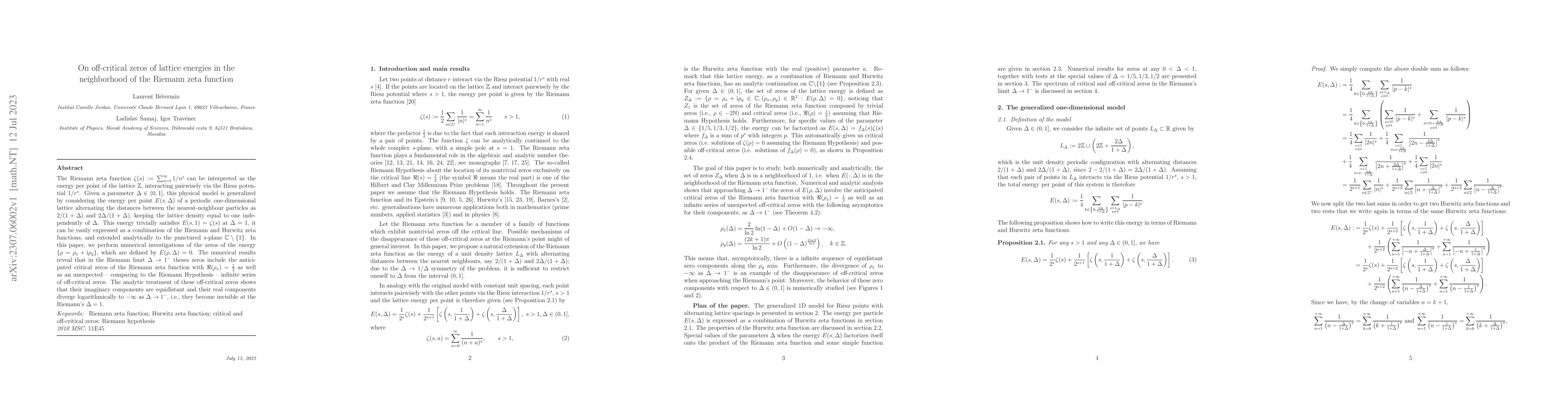 Thumbnail for On off-critical zeros of lattice energies in the neighborhood of the
  Riemann zeta function