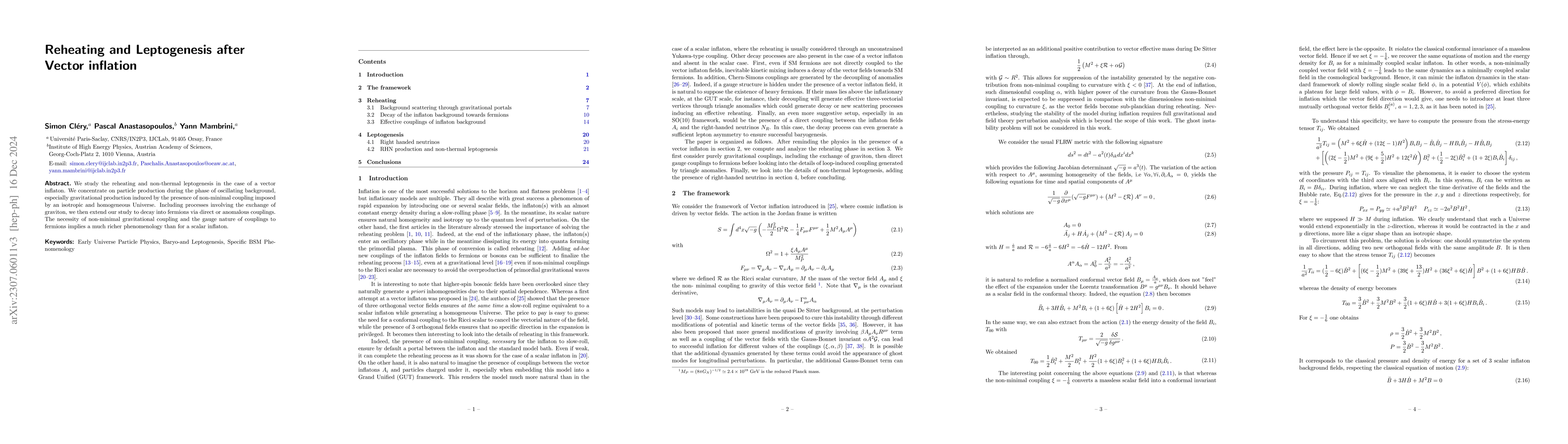 Thumbnail for Reheating and Leptogenesis after Vector inflation