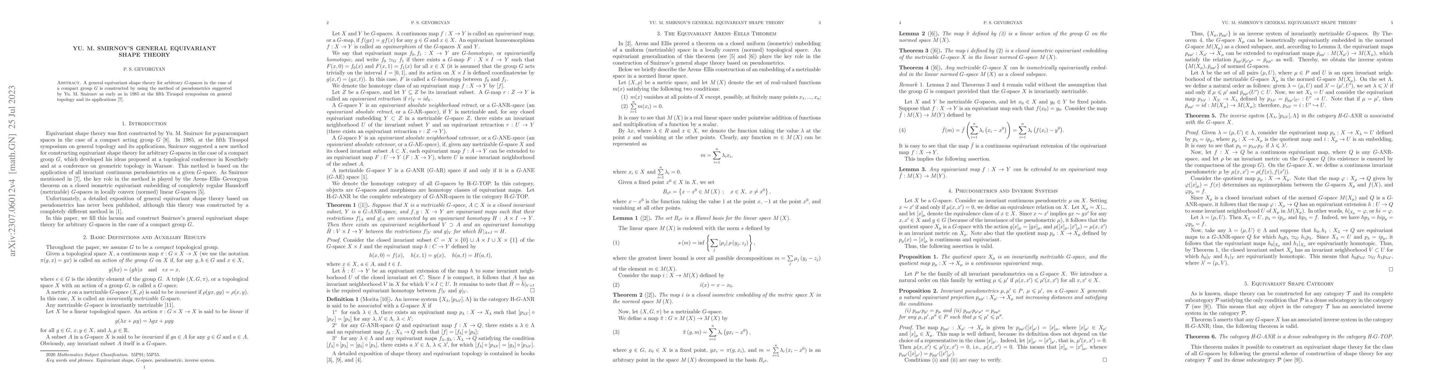 Thumbnail for Yu. M. Smirnov's General Equivariant Shape Theory