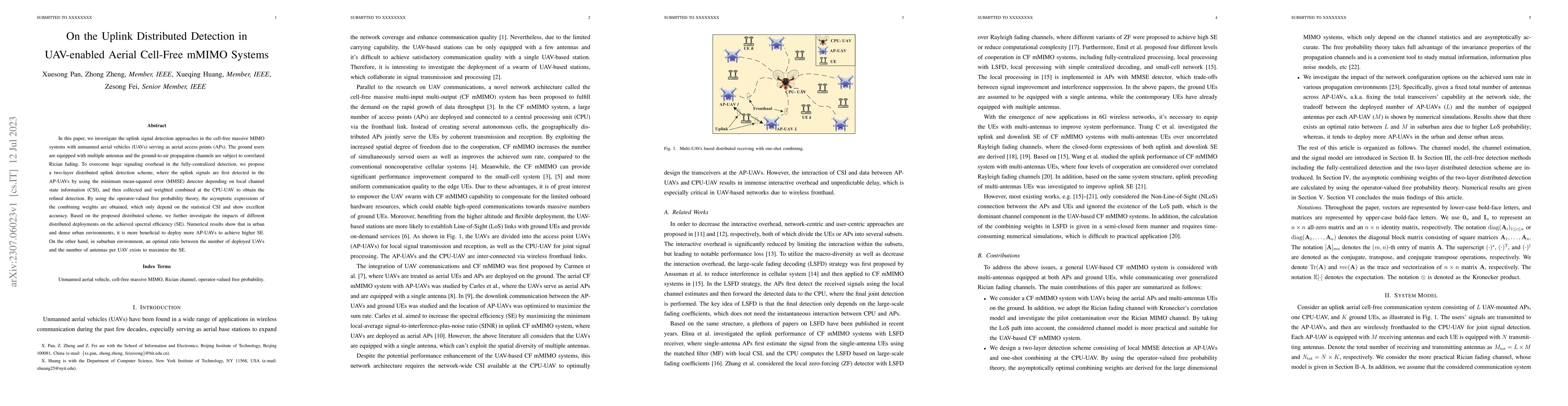 Thumbnail for On the Uplink Distributed Detection in UAV-enabled Aerial Cell-Free
  mMIMO Systems