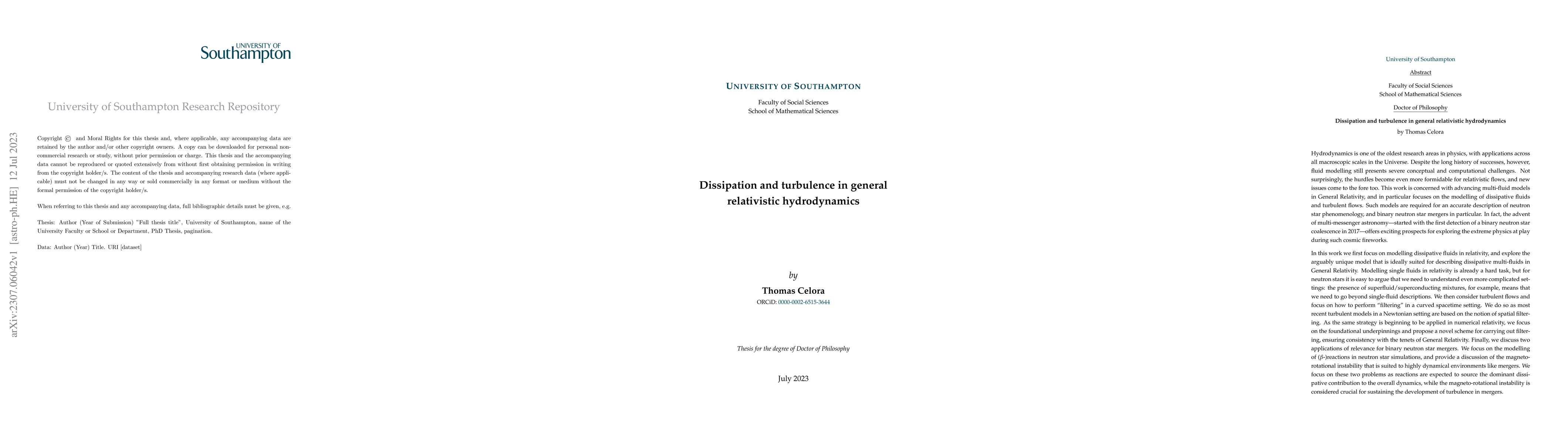 Thumbnail for Dissipation and turbulence in general relativistic hydrodynamics