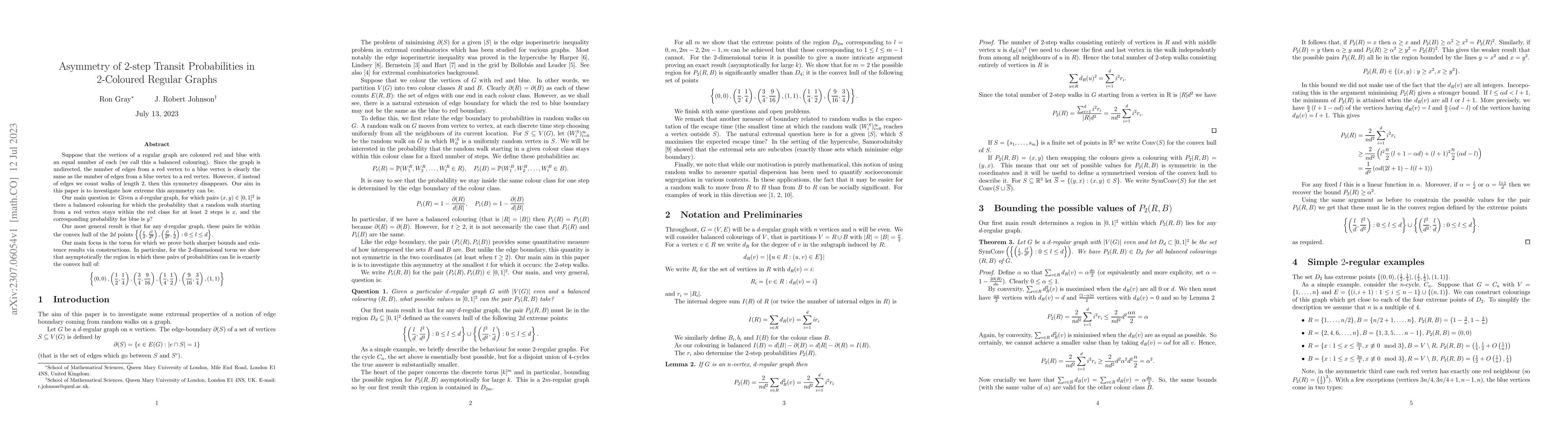 Thumbnail for Asymmetry of 2-step Transit Probabilities in 2-Coloured Regular Graphs