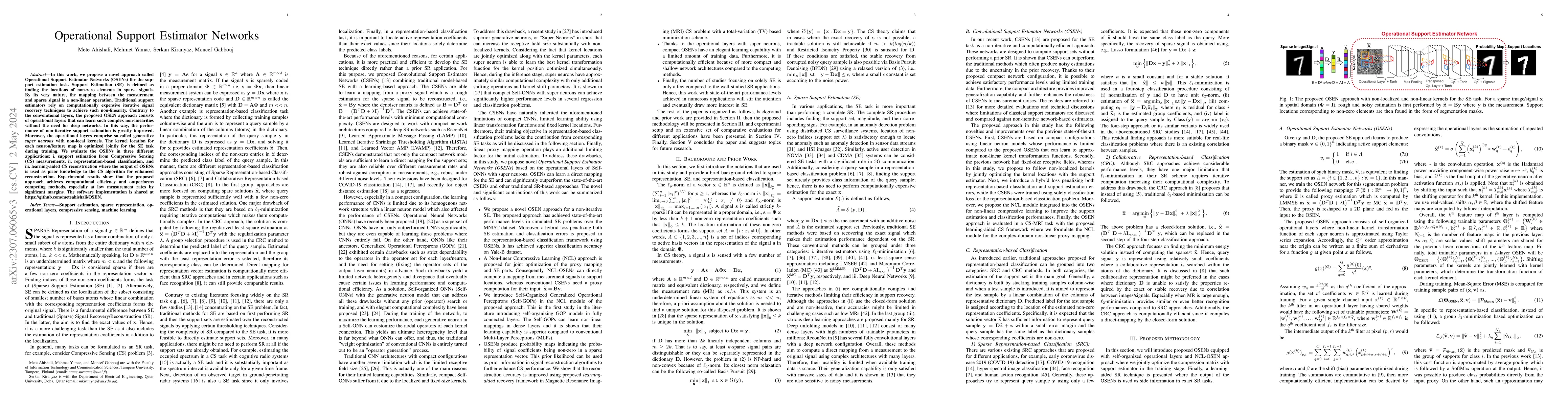 Thumbnail for Operational Support Estimator Networks