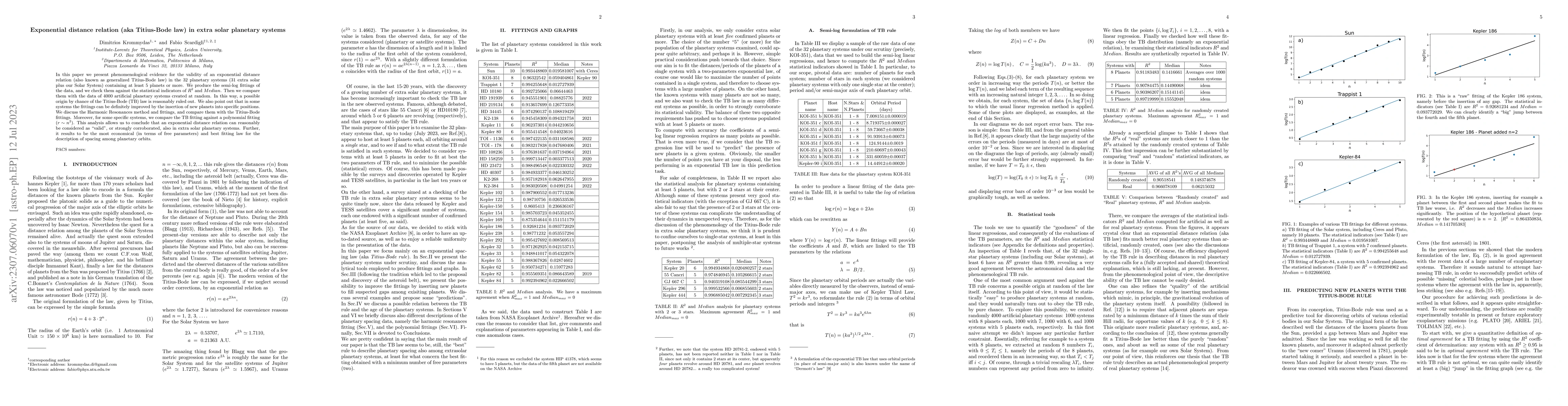Thumbnail for Exponential distance relation (aka Titius-Bode law) in extra solar
  planetary systems