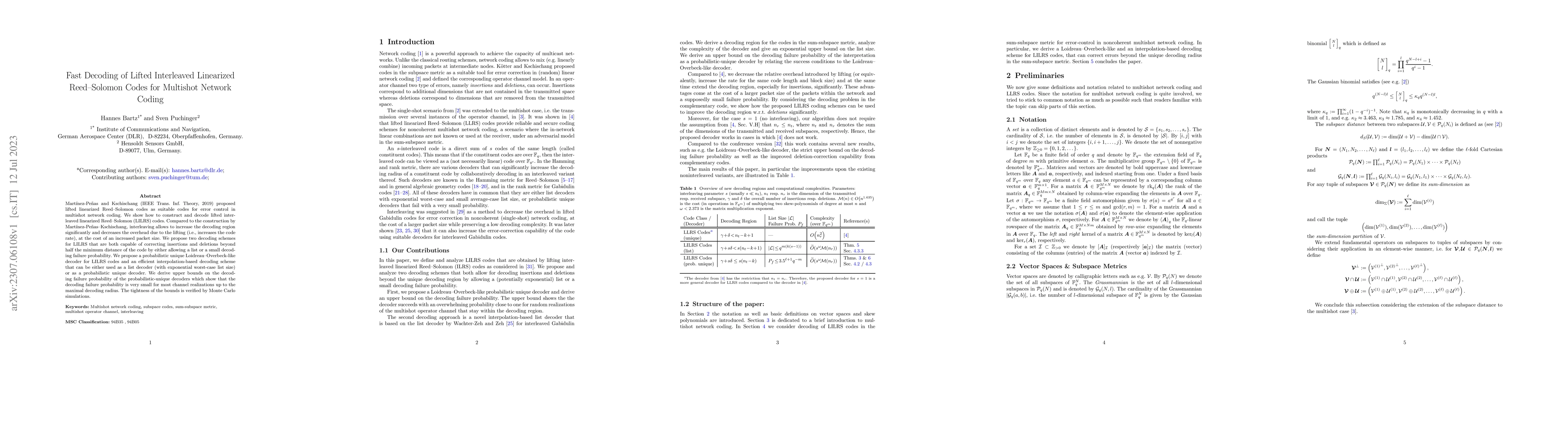 Thumbnail for Fast Decoding of Lifted Interleaved Linearized Reed-Solomon Codes for
  Multishot Network Coding