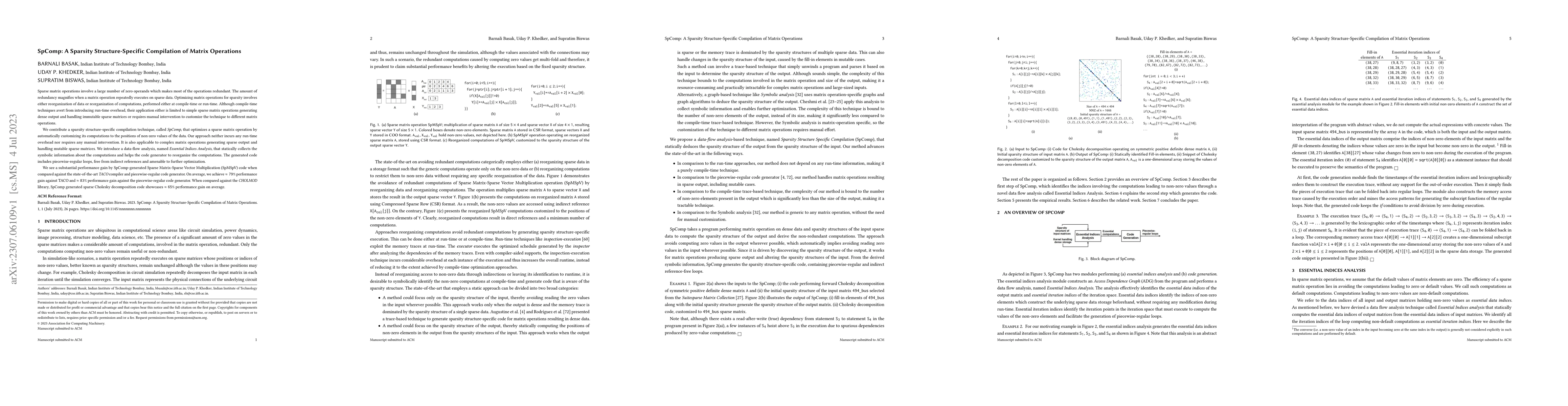 Thumbnail for SpComp: A Sparsity Structure-Specific Compilation of Matrix Operations