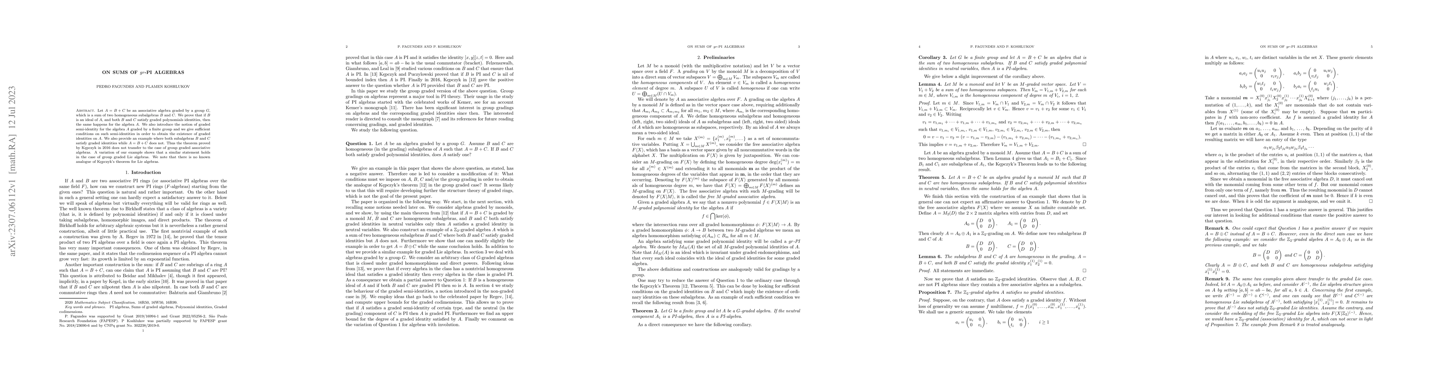 Thumbnail for On sums of gr-PI algebras