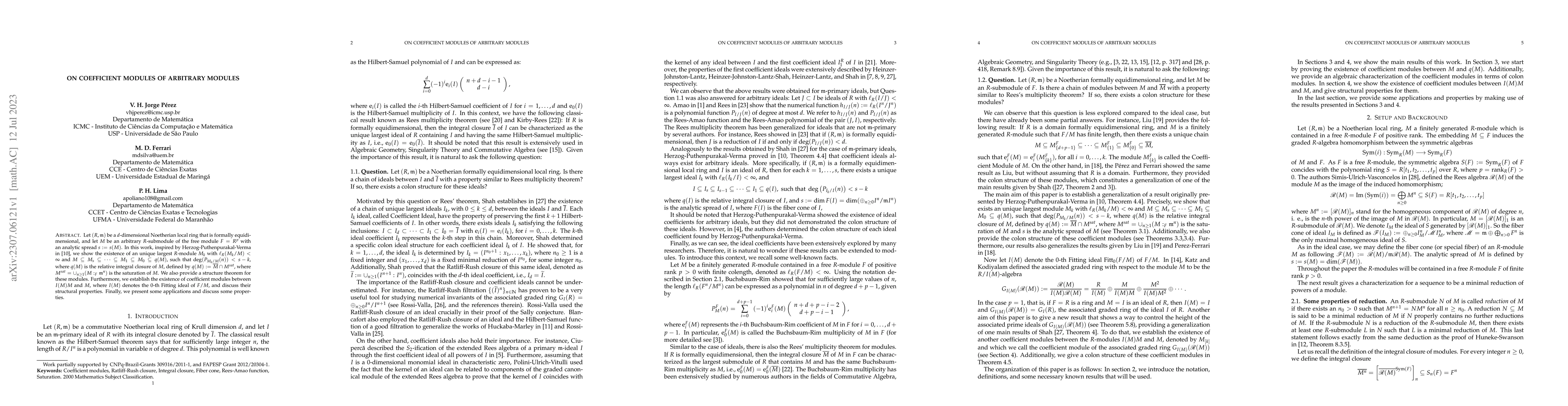 Thumbnail for On Coefficient Module of Arbitrary Modules