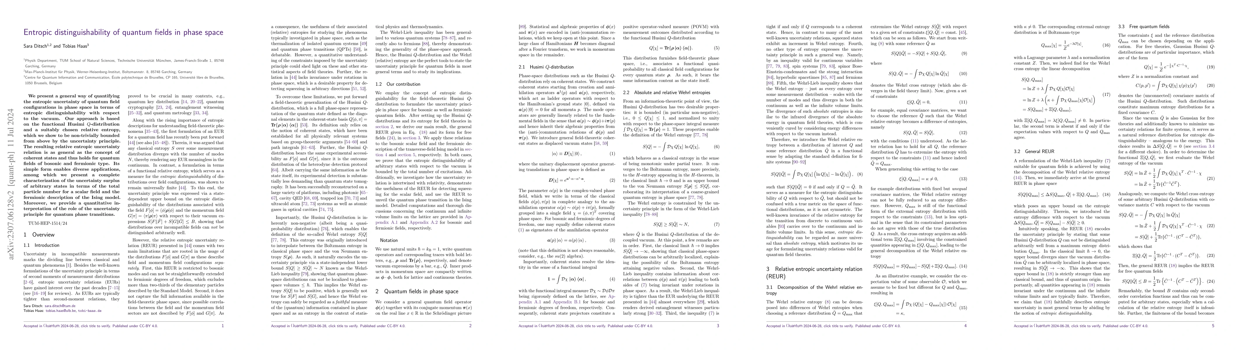 Thumbnail for Entropic distinguishability of quantum fields in phase space