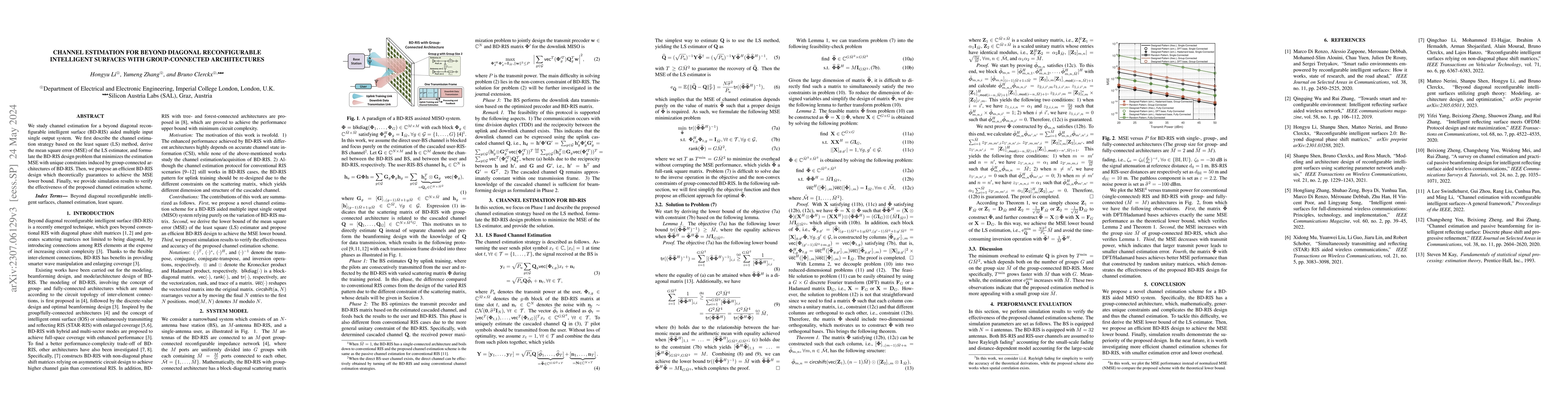 Thumbnail for Channel Estimation for Beyond Diagonal Reconfigurable Intelligent
  Surfaces with Group-Connected Architectures