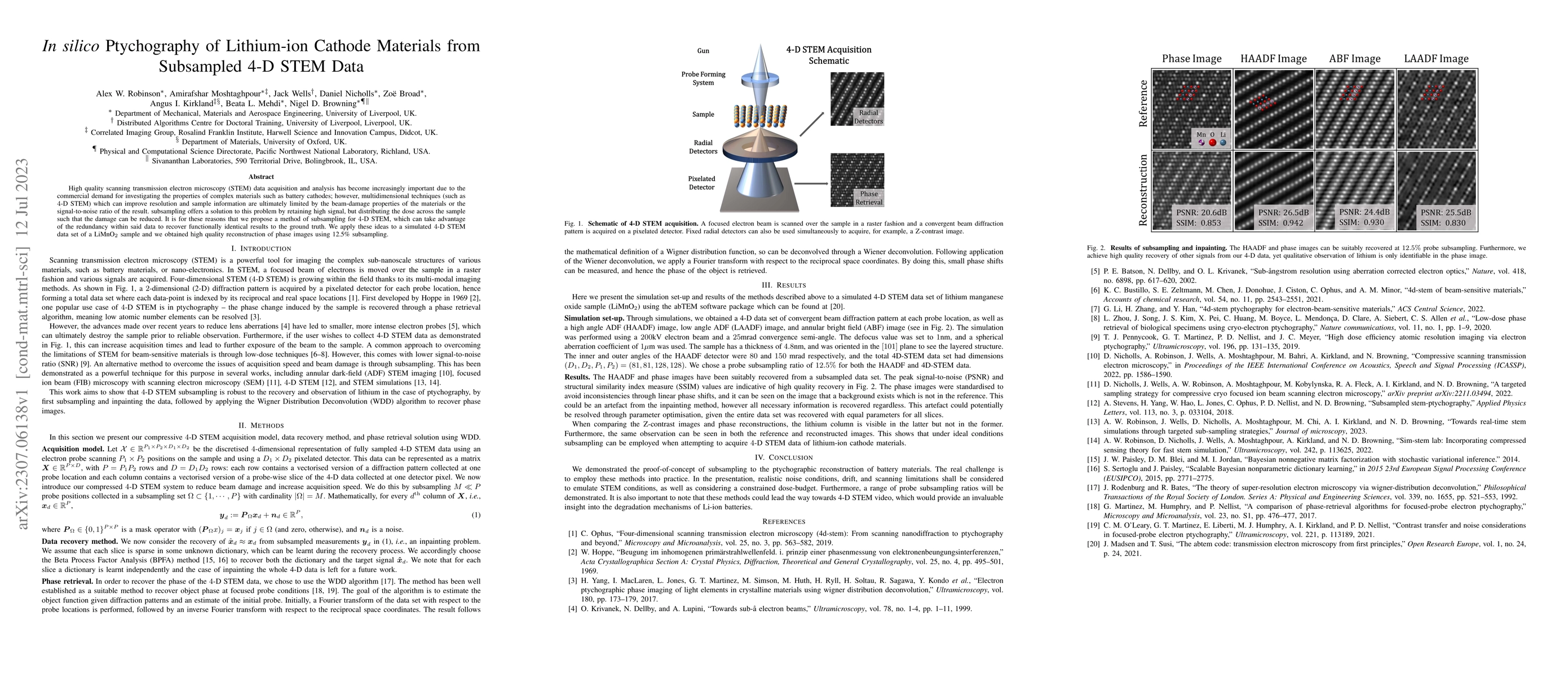 Thumbnail for In silico Ptychography of Lithium-ion Cathode Materials from Subsampled
  4-D STEM Data