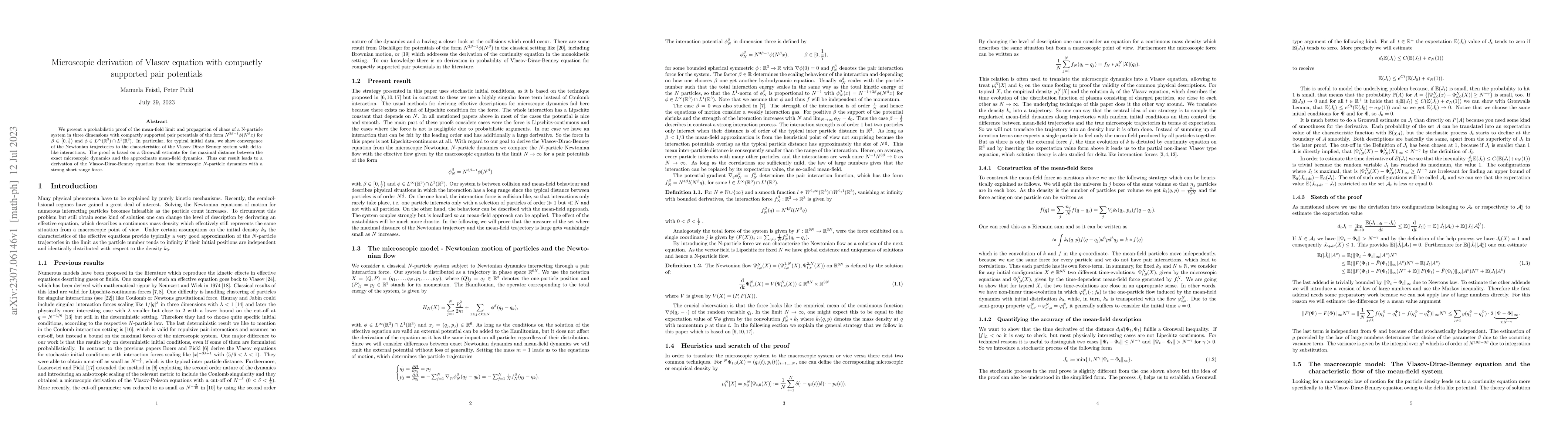Thumbnail for Microscopic derivation of Vlasov equation with compactly supported pair
  potentials