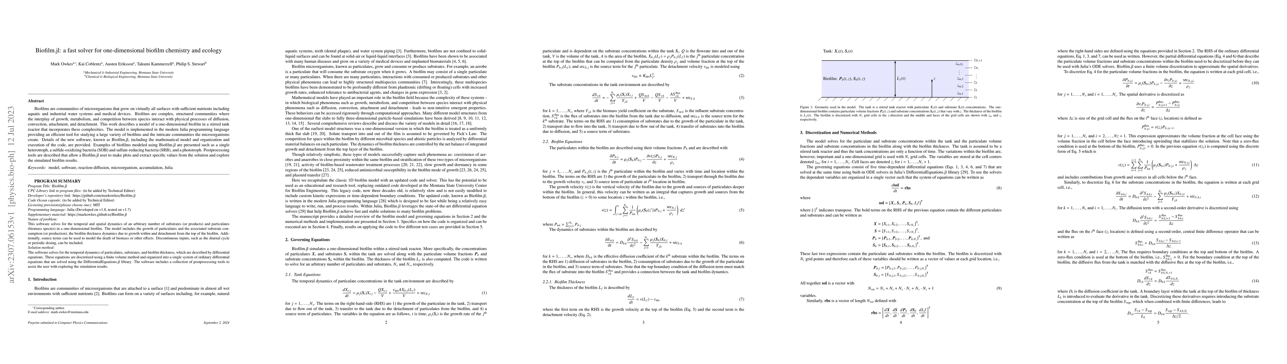 Thumbnail for Biofilm.jl: a fast solver for one-dimensional biofilm chemistry and
  ecology