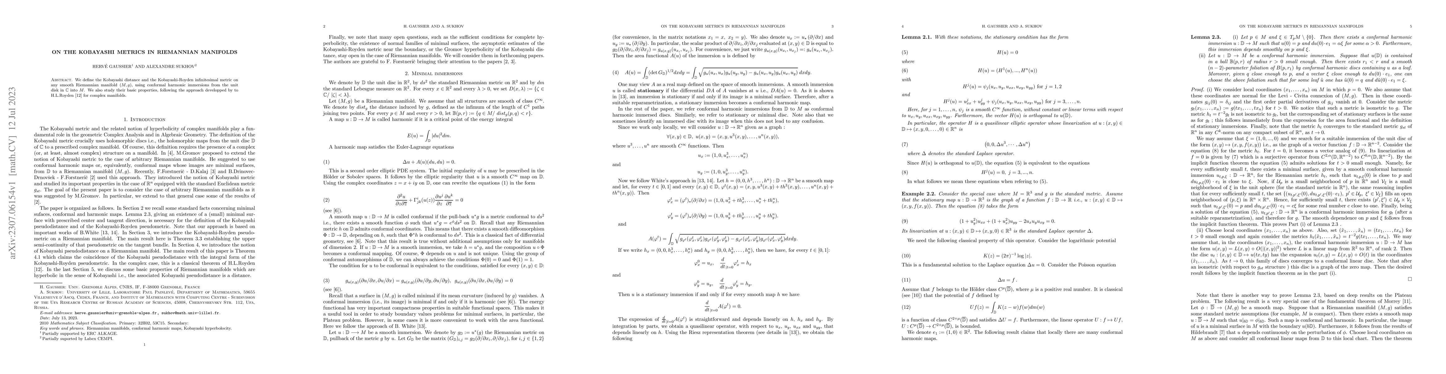 Thumbnail for On the Kobayashi metrics on Riemannian manifolds