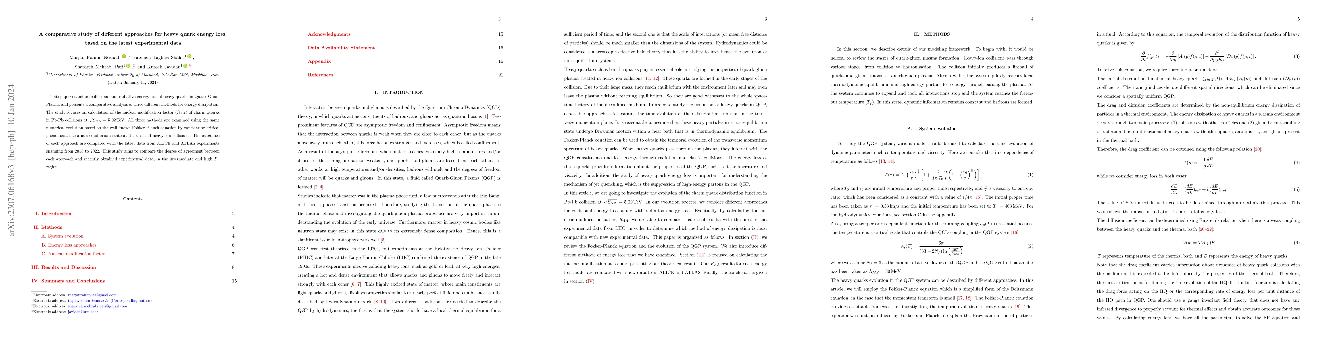 Thumbnail for A comparative study of different approaches for heavy quark energy loss,
  based on the latest experimental data
