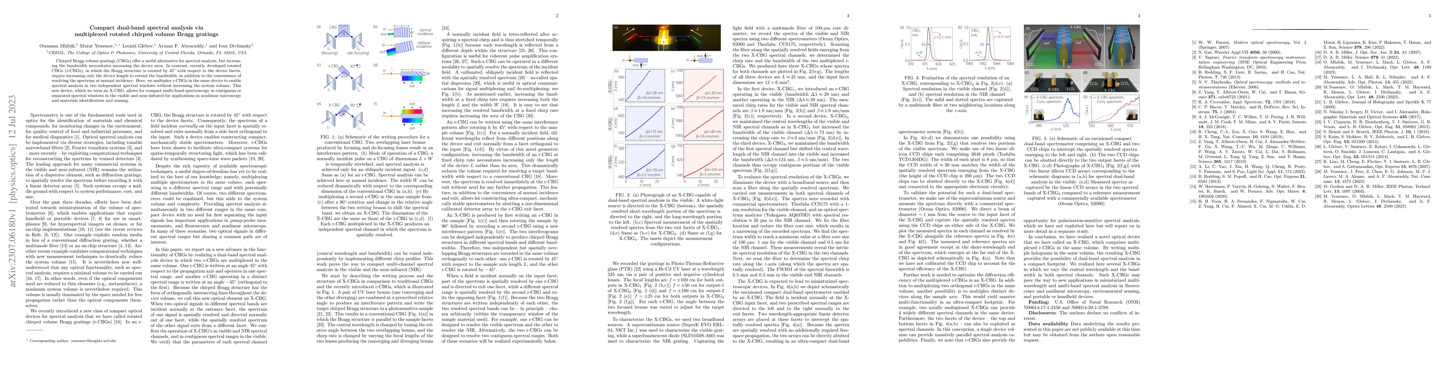 Thumbnail for Compact dual-band spectral analysis via multiplexed rotated chirped
  volume Bragg gratings