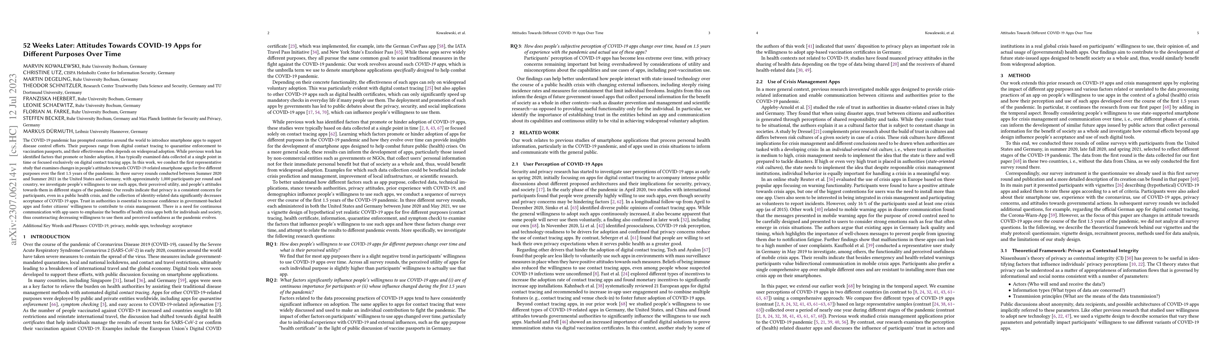 Thumbnail for 52 Weeks Later: Attitudes Towards COVID-19 Apps for Different Purposes
  Over Time