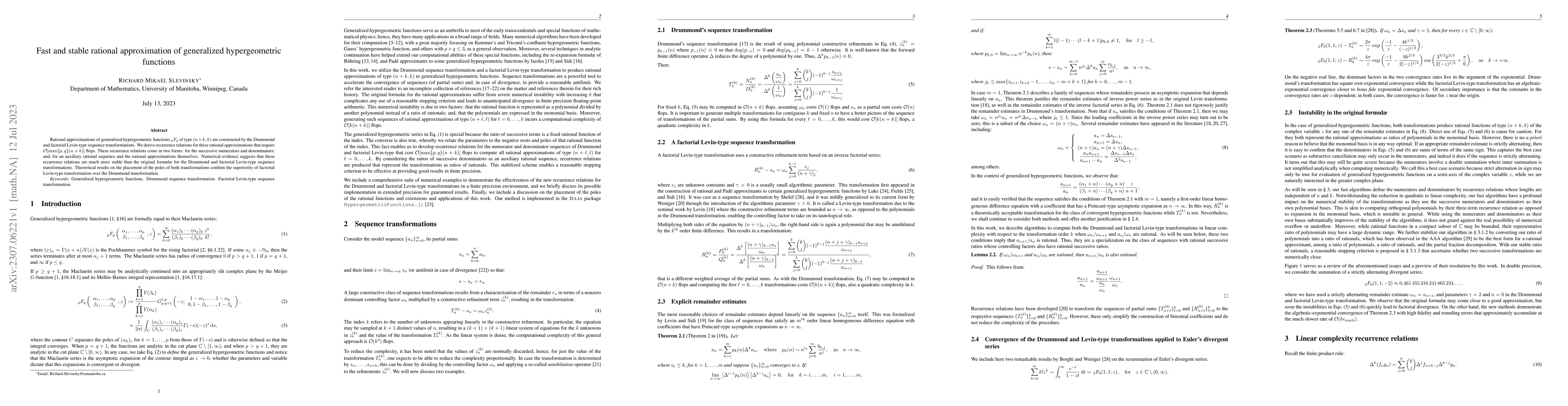 Thumbnail for Fast and stable rational approximation of generalized hypergeometric
  functions