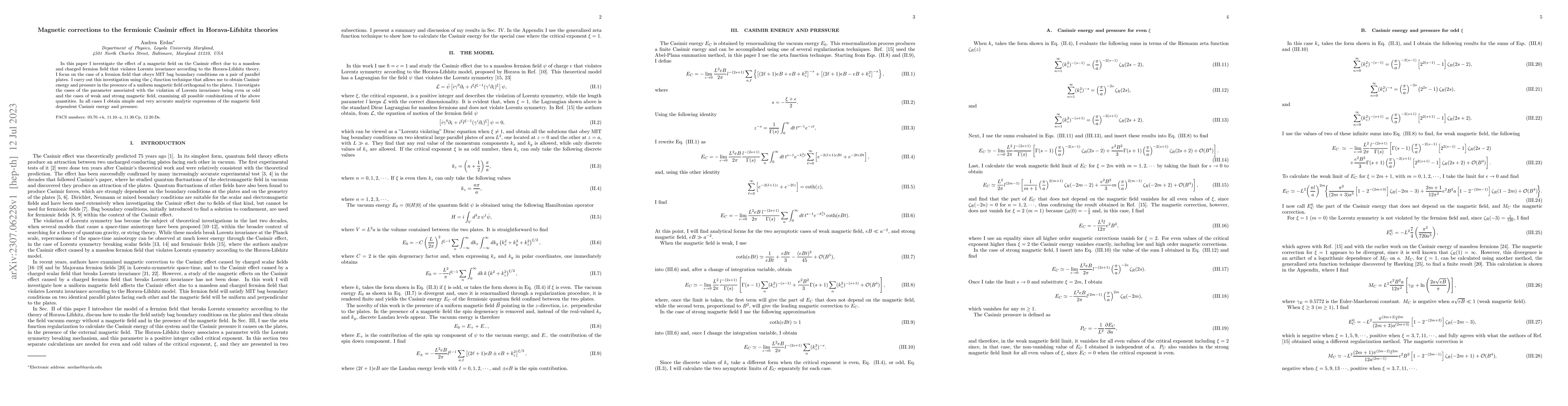 Thumbnail for Magnetic corrections to the fermionic Casimir effect in Horava-Lifshitz
  theories