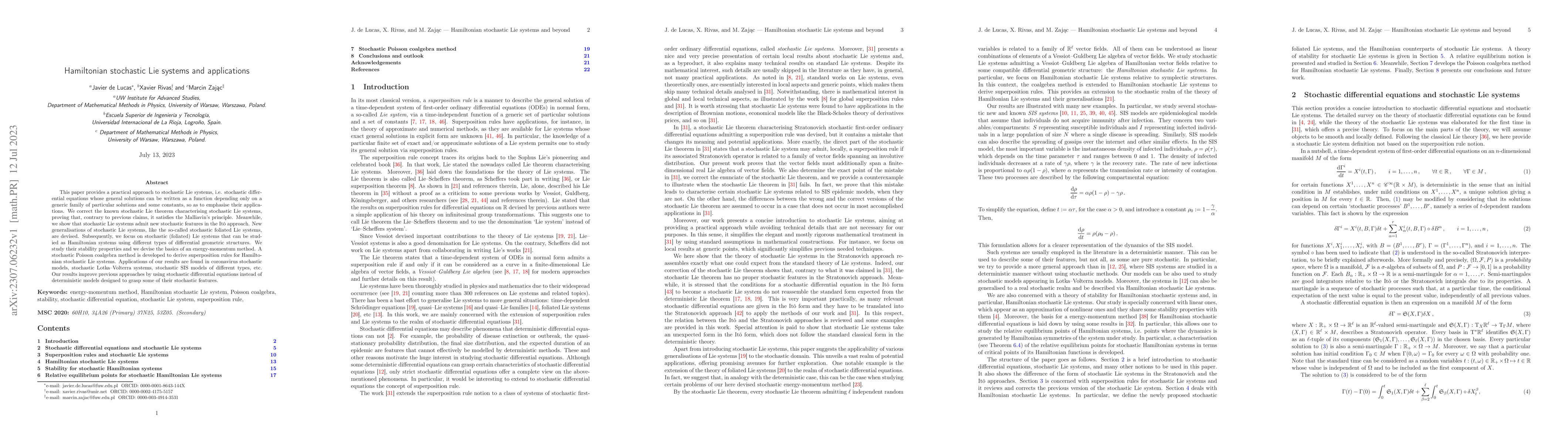 Thumbnail for Hamiltonian stochastic Lie systems and applications