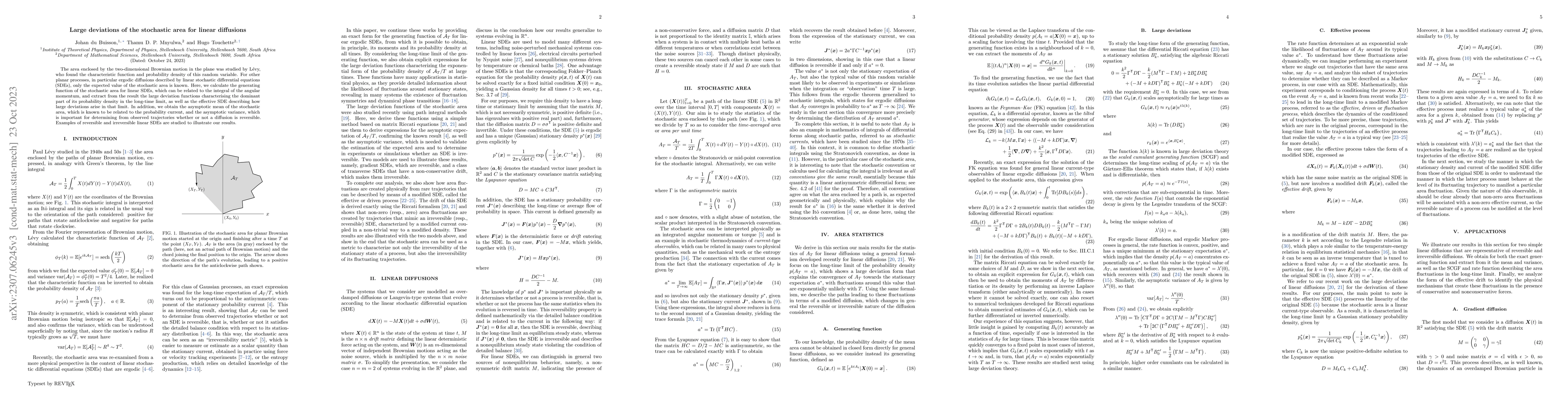 Thumbnail for Large deviations of the stochastic area for linear diffusions