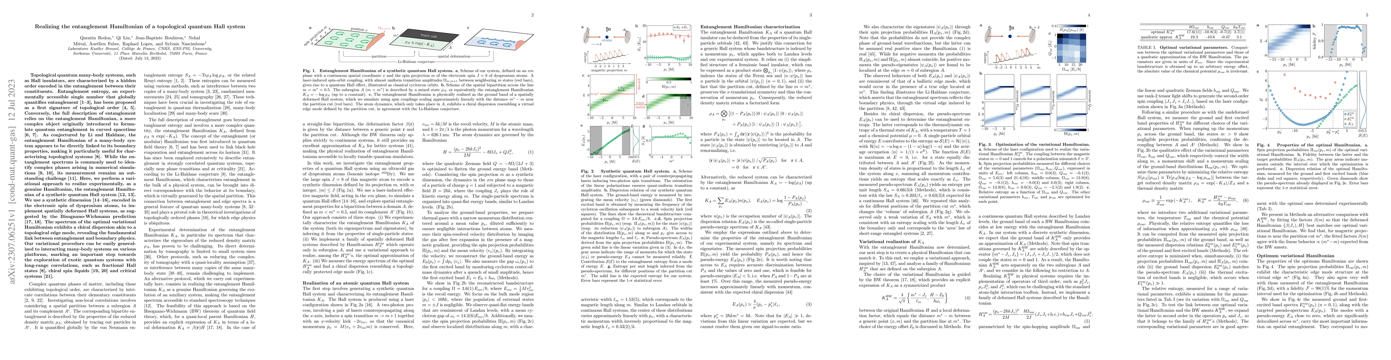 Thumbnail for Realizing the entanglement Hamiltonian of a topological quantum Hall
  system
