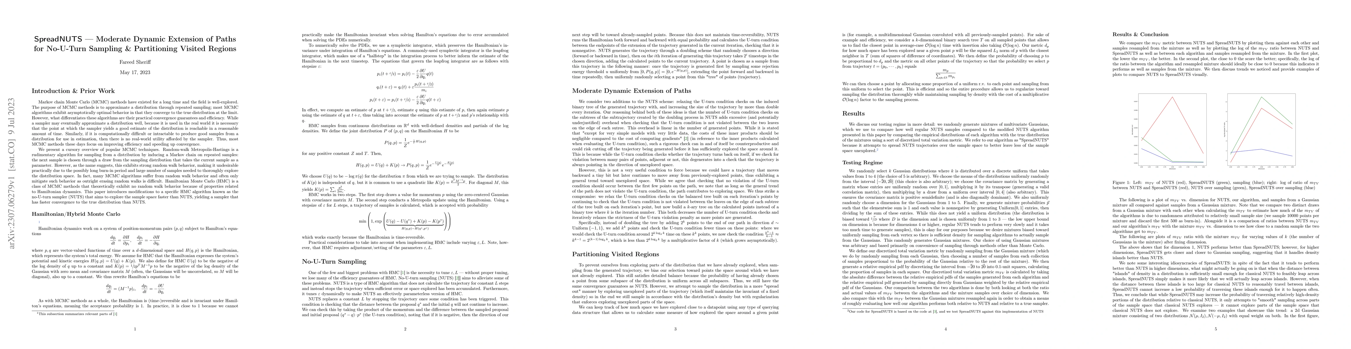 Thumbnail for SpreadNUTS -- Moderate Dynamic Extension of Paths for No-U-Turn Sampling
  & Partitioning Visited Regions