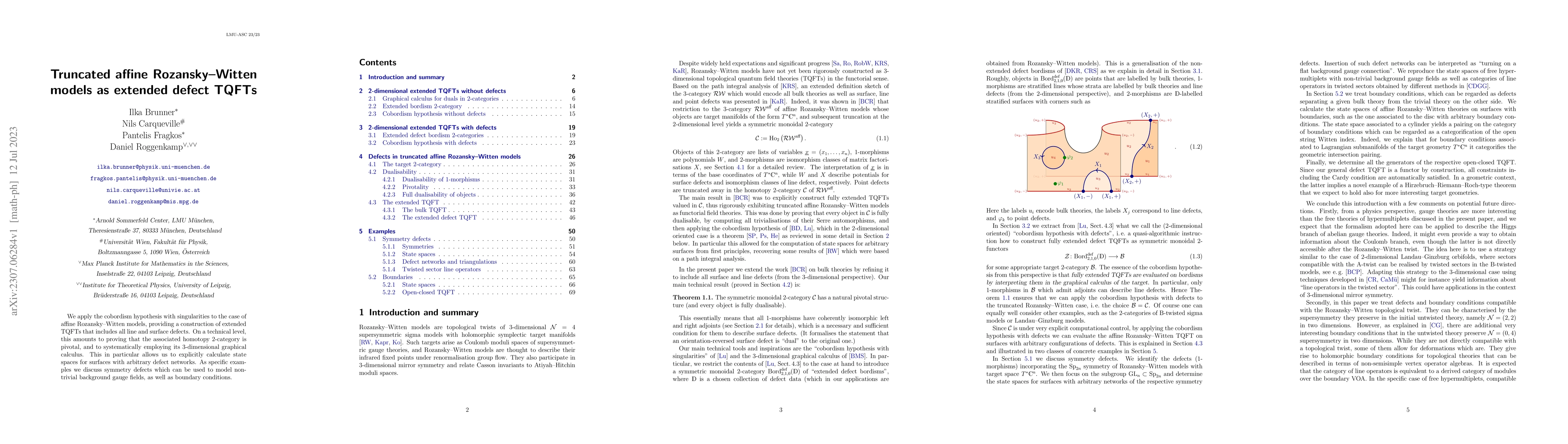 Thumbnail for Truncated affine Rozansky--Witten models as extended defect TQFTs