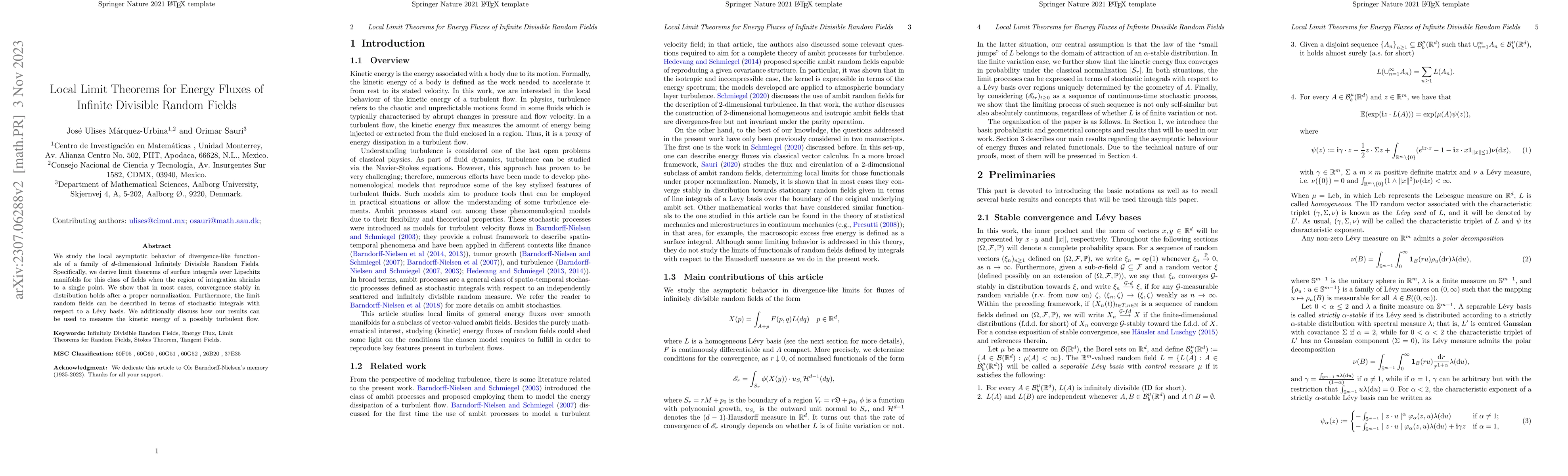 Thumbnail for Local Limit Theorems for Energy Fluxes of Infinite Divisible Random
  Fields