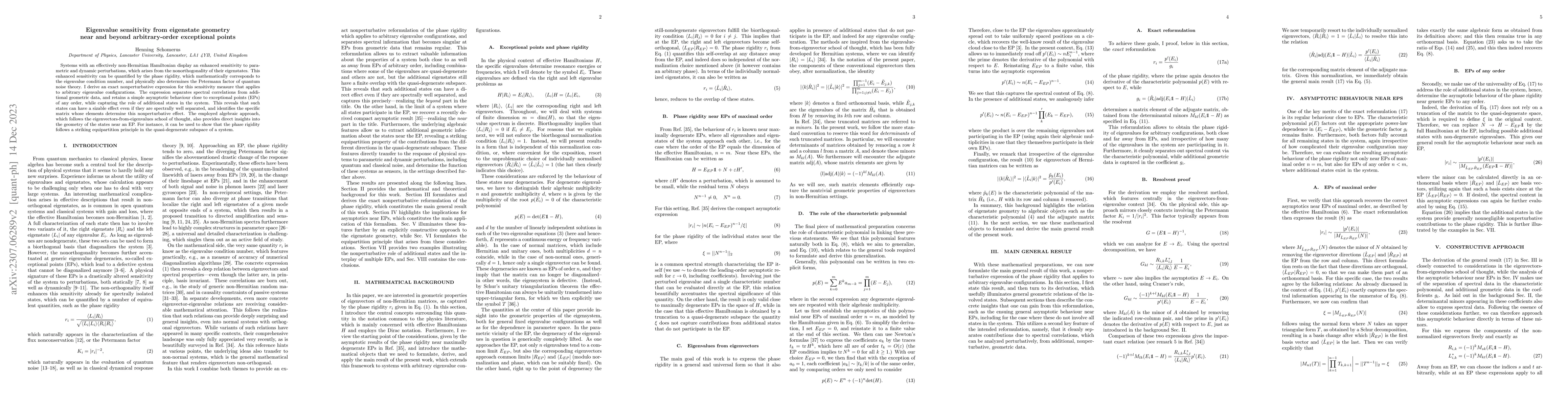 Thumbnail for Eigenvalue sensitivity from eigenstate geometry near and beyond
  arbitrary-order exceptional points