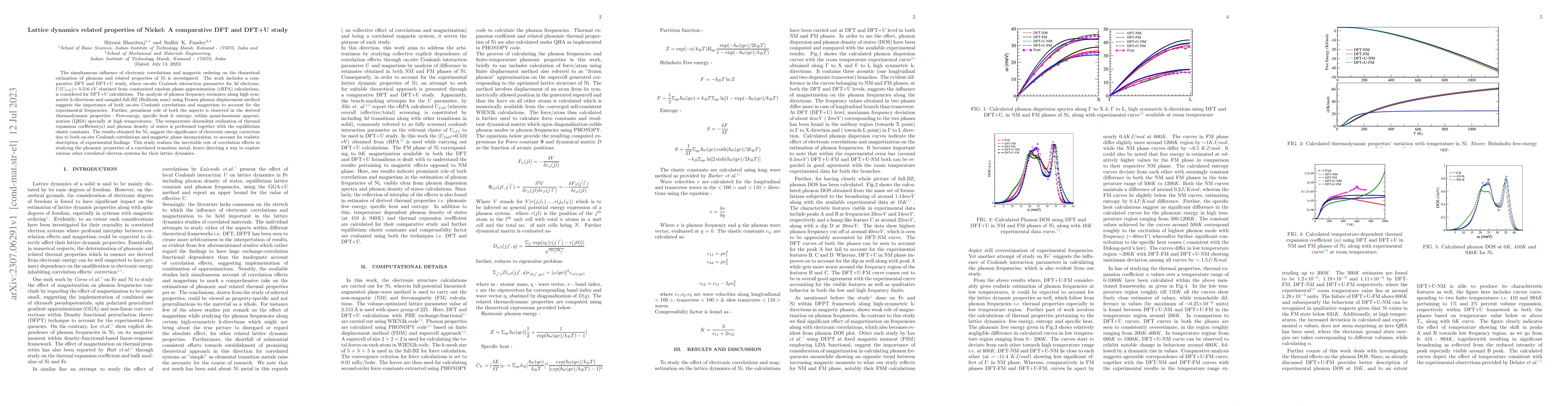 Thumbnail for Lattice dynamics related properties of Nickel: A comparative DFT and
  DFT+U study