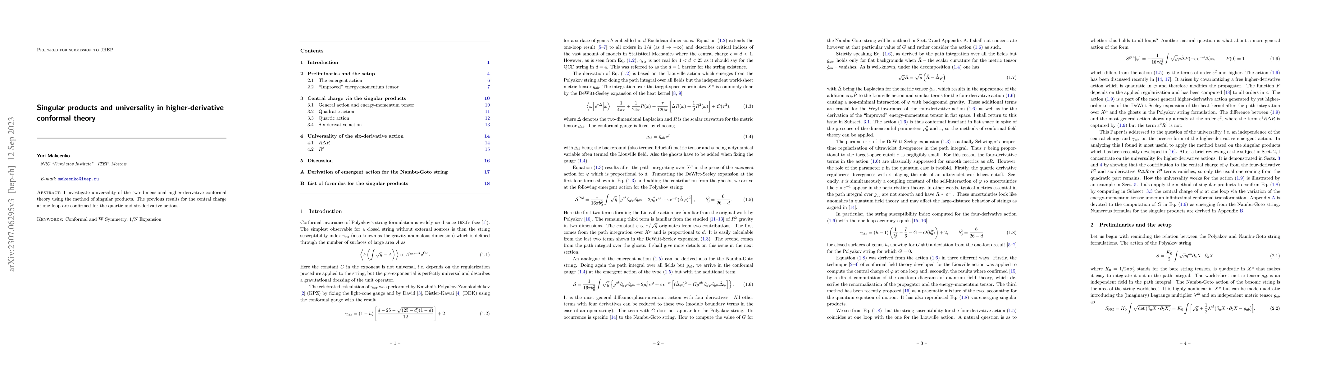 Thumbnail for Singular products and universality in higher-derivative conformal theory