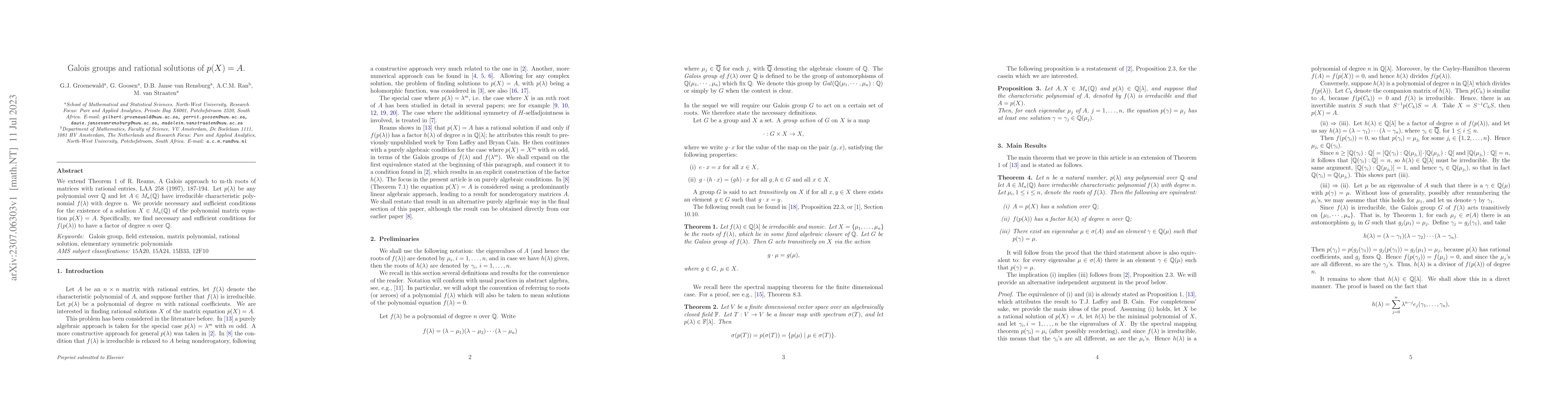 Thumbnail for Galois groups and rational solutions of $p(X) = A$