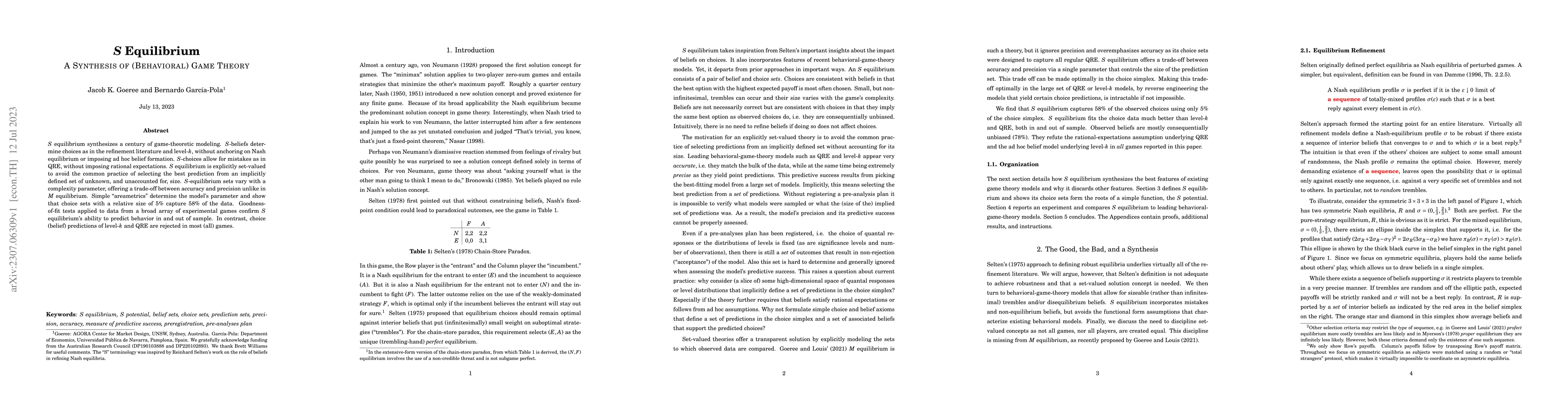 Thumbnail for S Equilibrium: A Synthesis of (Behavioral) Game Theory