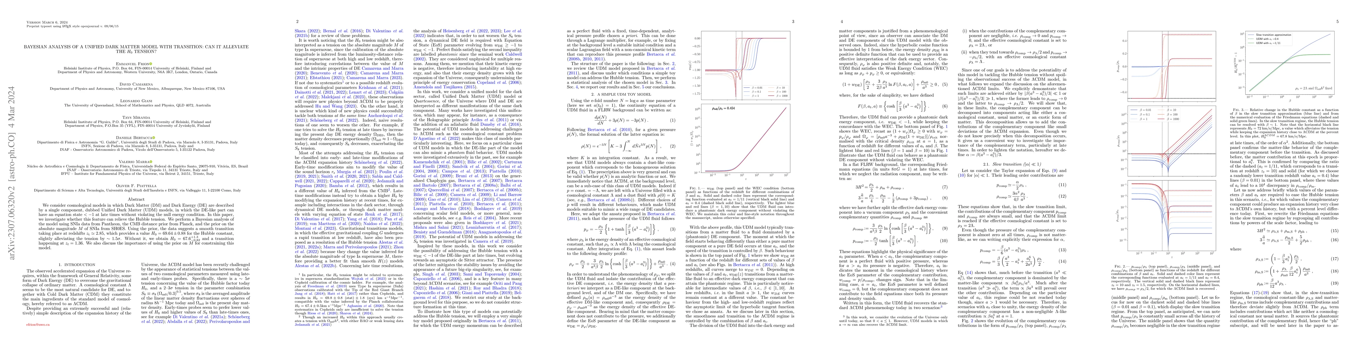 Thumbnail for Bayesian analysis of a Unified Dark Matter model with transition: can it
  alleviate the $H_{0}$ tension?