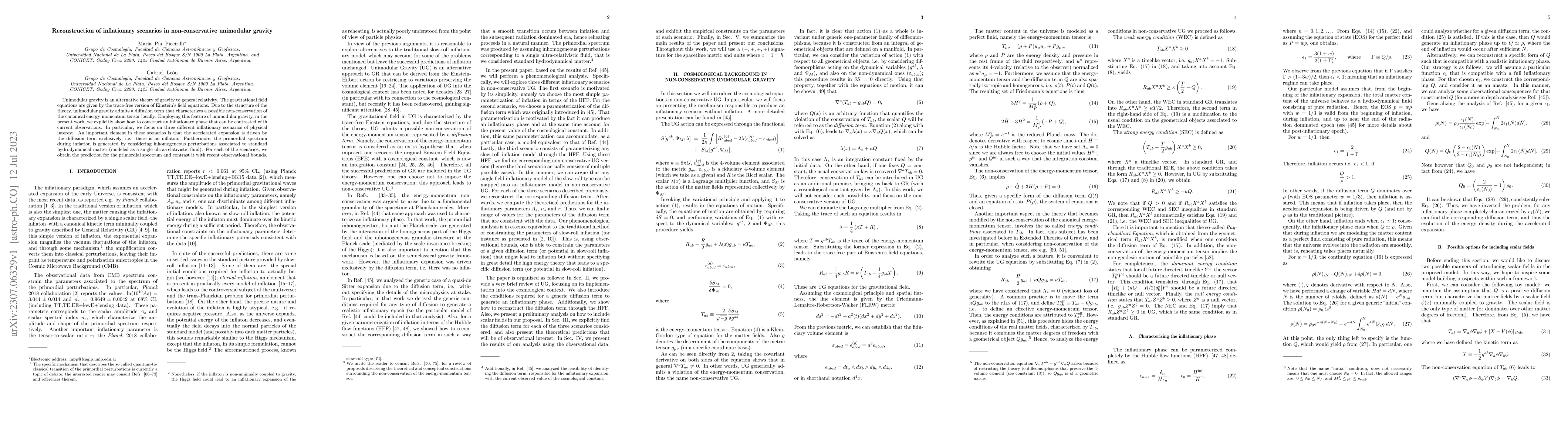 Thumbnail for Reconstruction of inflationary scenarios in non-conservative unimodular
  gravity