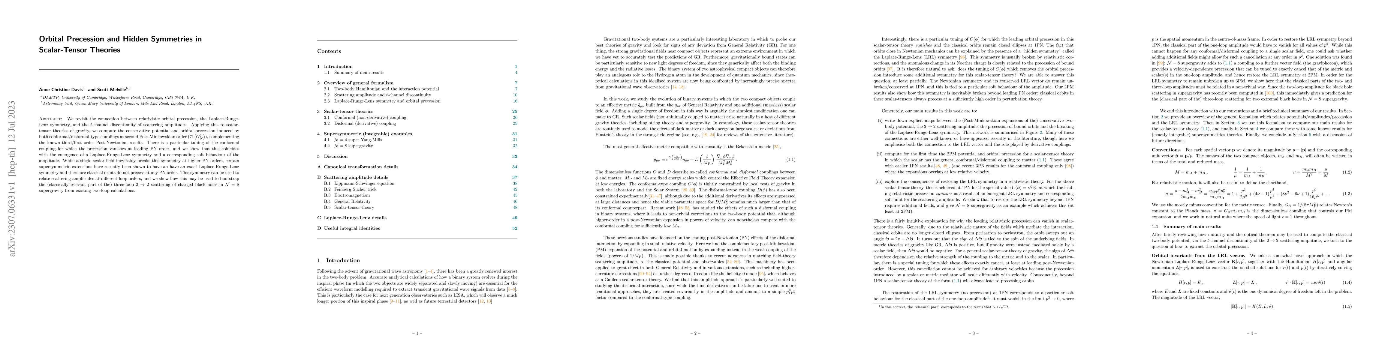 Thumbnail for Orbital Precession and Hidden Symmetries in Scalar-Tensor Theories