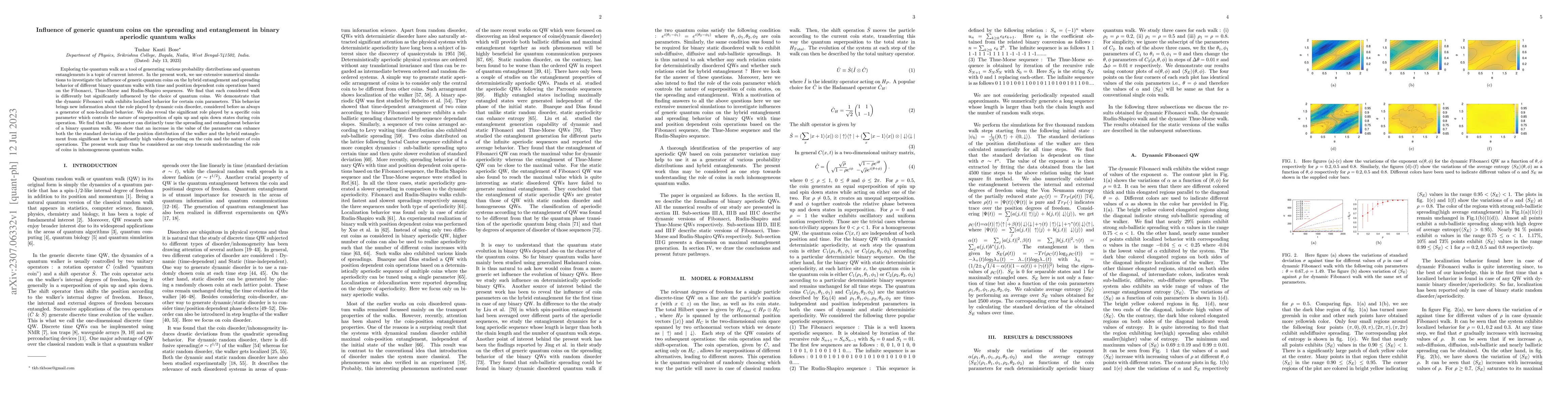 Thumbnail for Influence of generic quantum coins on the spreading and entanglement in
  binary aperiodic quantum walks