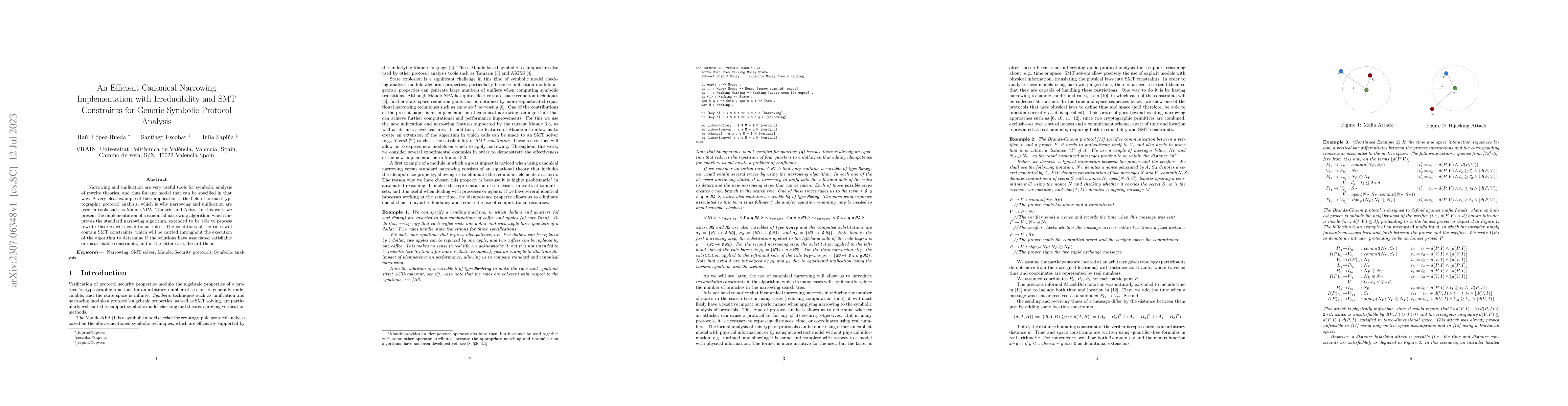Thumbnail for An Efficient Canonical Narrowing Implementation with Irreducibility and
  SMT Constraints for Generic Symbolic Protocol Analysis