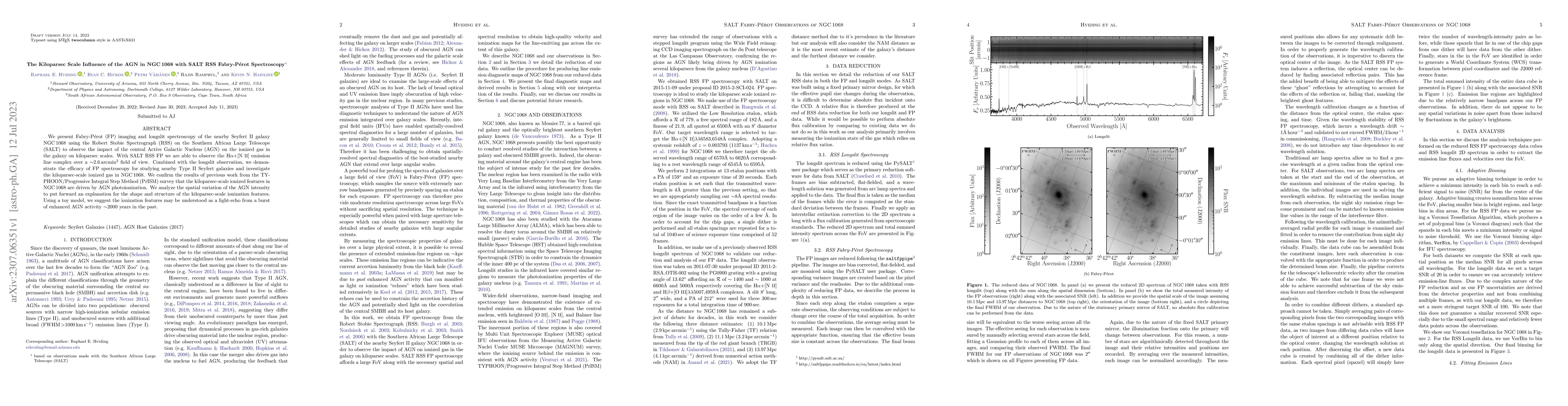 Thumbnail for The Kiloparsec Scale Influence of the AGN in NGC 1068 with SALT RSS
  Fabry-P\'erot Spectroscopy