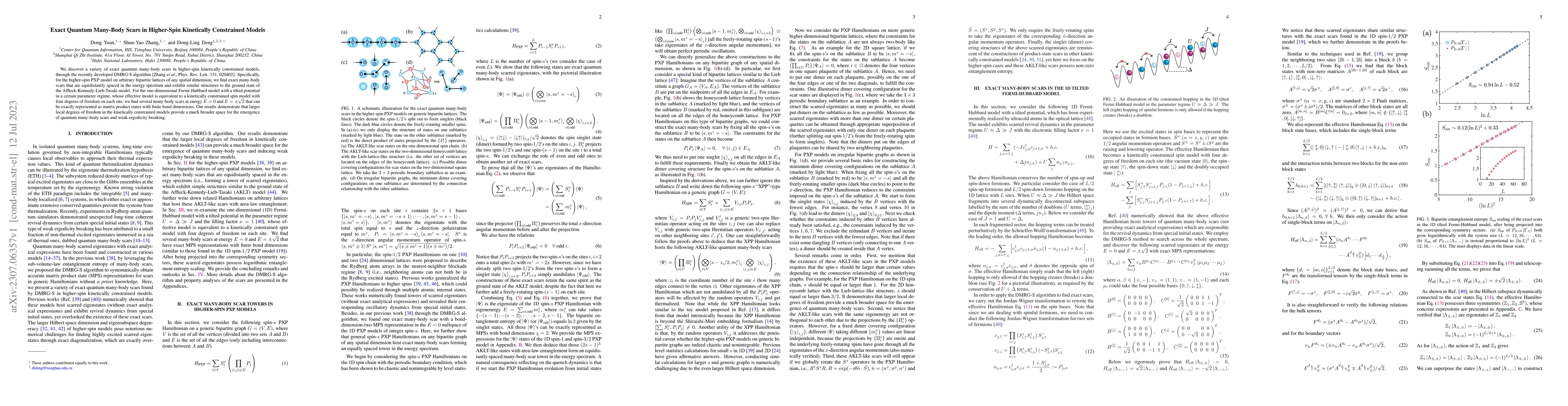 Thumbnail for Exact Quantum Many-Body Scars in Higher-Spin Kinetically Constrained
  Models