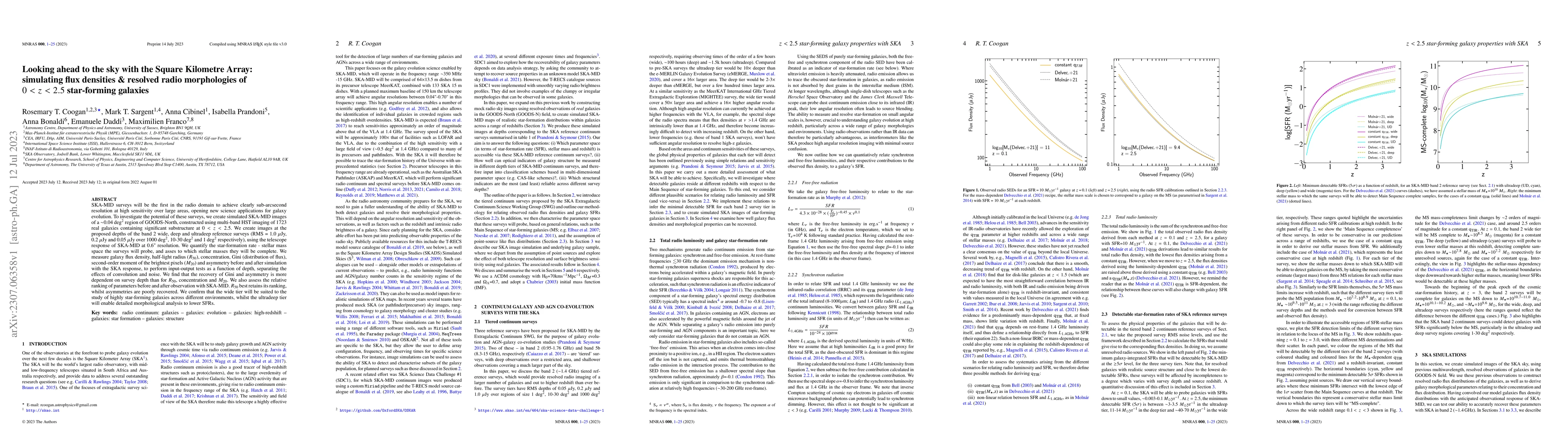 Thumbnail for Looking ahead to the sky with the Square Kilometre Array: simulating
  flux densities & resolved radio morphologies of $0<z<2.5$ star-forming
  galaxies