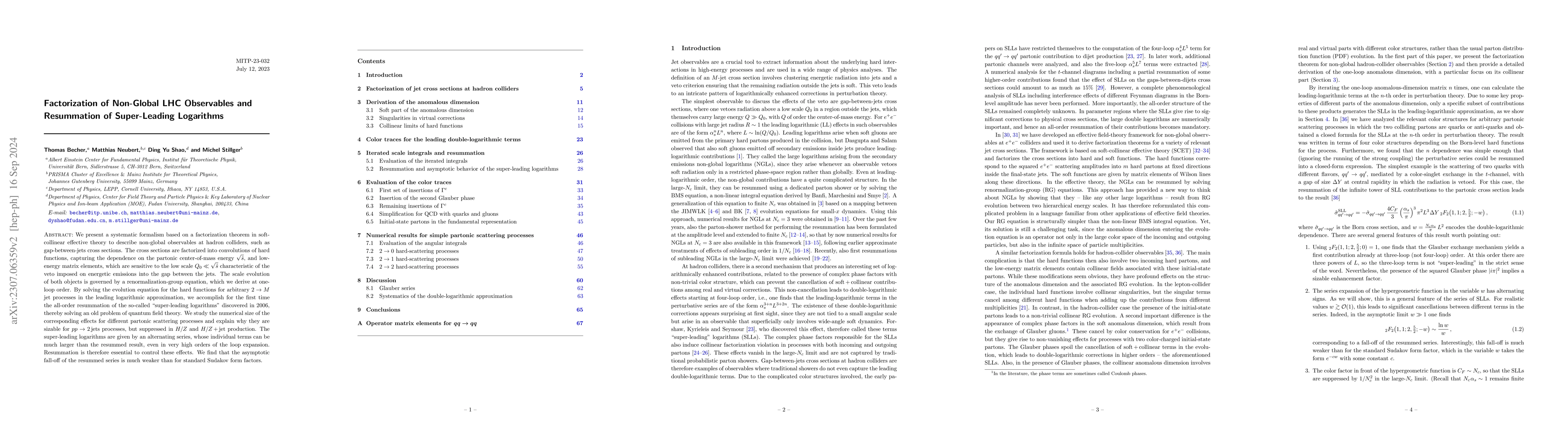 Thumbnail for Factorization of Non-Global LHC Observables and Resummation of
  Super-Leading Logarithms
