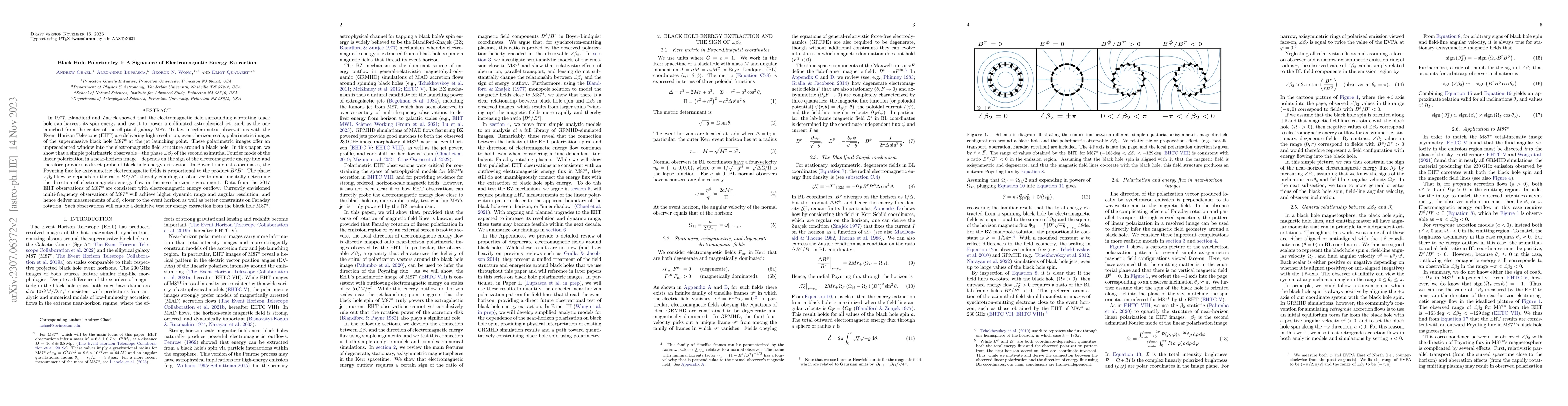 Thumbnail for Black Hole Polarimetry I: A Signature of Electromagnetic Energy
  Extraction